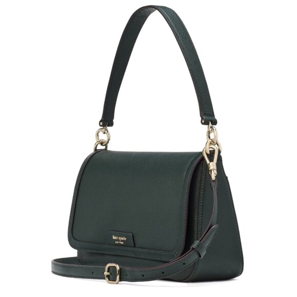KATE SPADE Hudson Pebbled Leather Flap Convertible Shoulder Bag Northern Pine - Picture 2 of 16